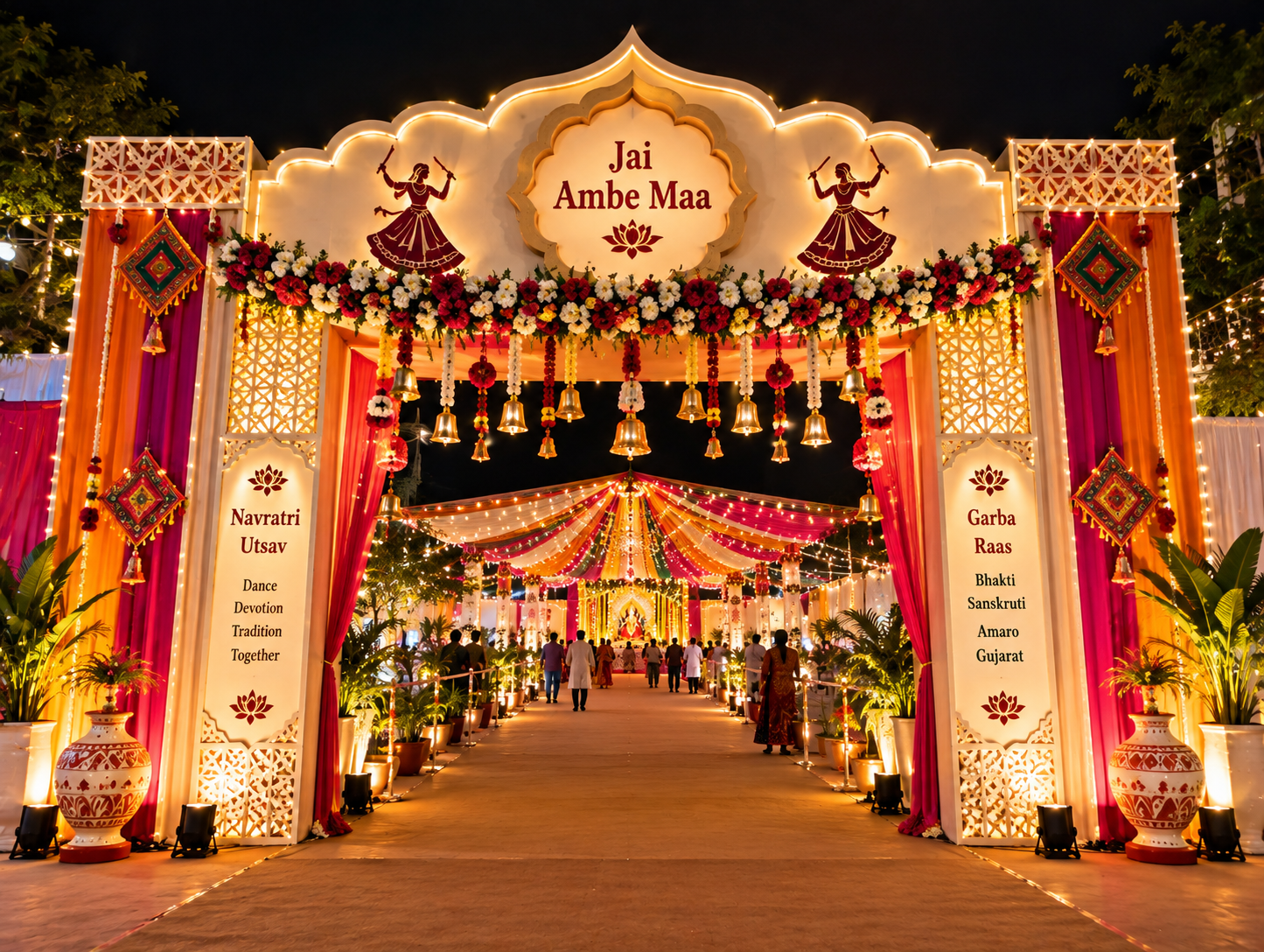 Traditional Gujarati Navratri Decoration Ideas for Society Garba Celebrations